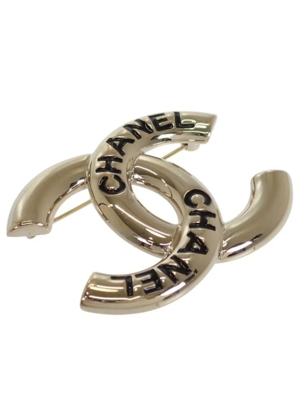 Chanel CC Logo Brooch CC Metal Gold Golden Simple Accessory